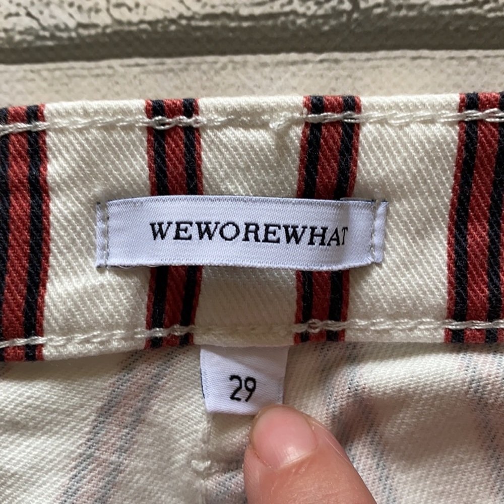 WeWoreWhat Rocker Low Rise Jeans In Ivory Stripe Size 29 - Picture 8 of 12